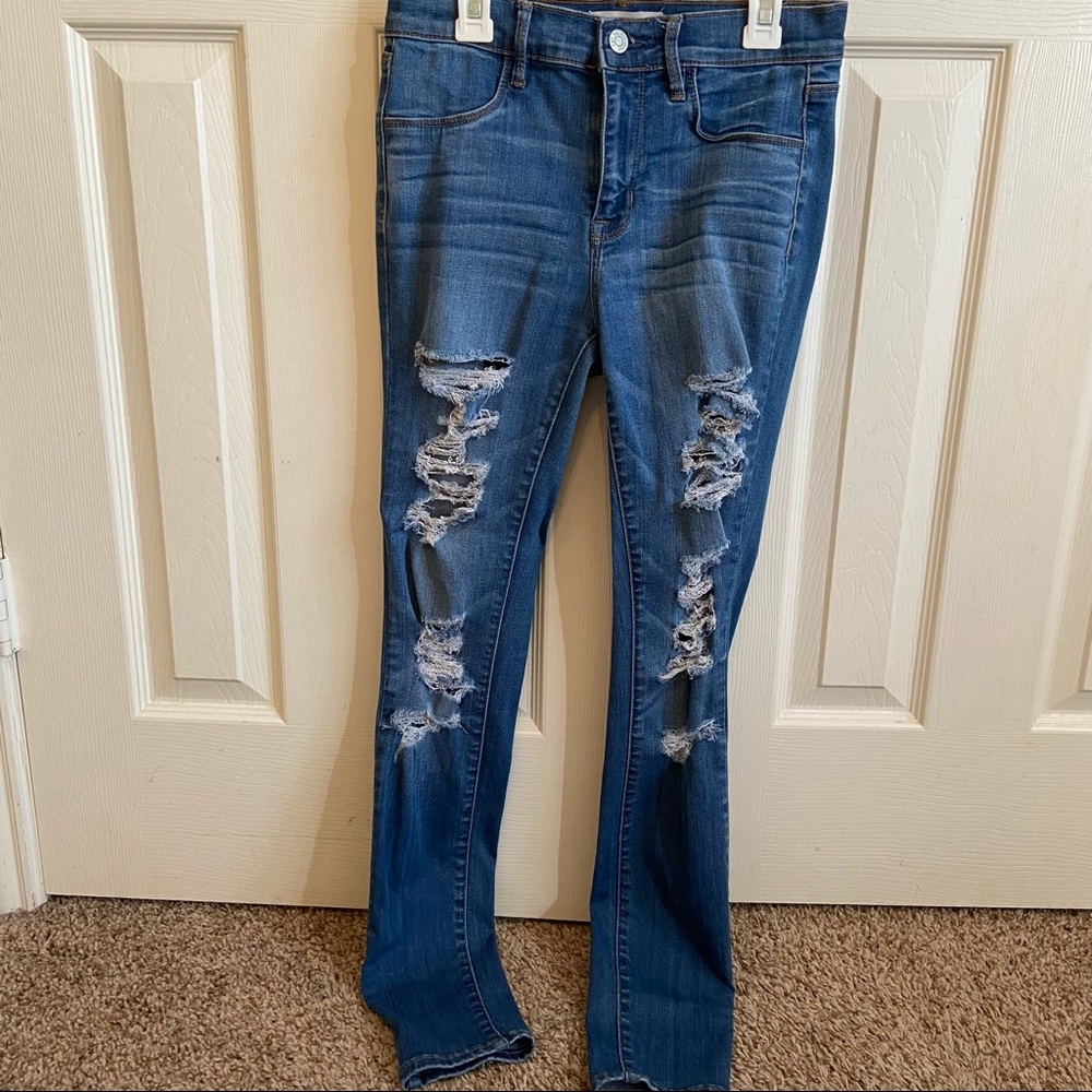 Dark blue distressed pacsun jeggings